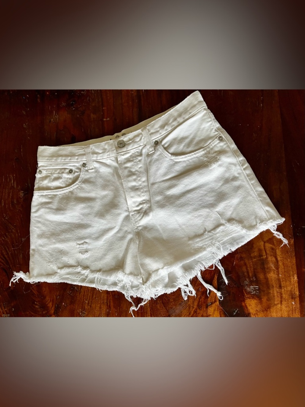 We The Free White Distressed Denim Jean Shorts